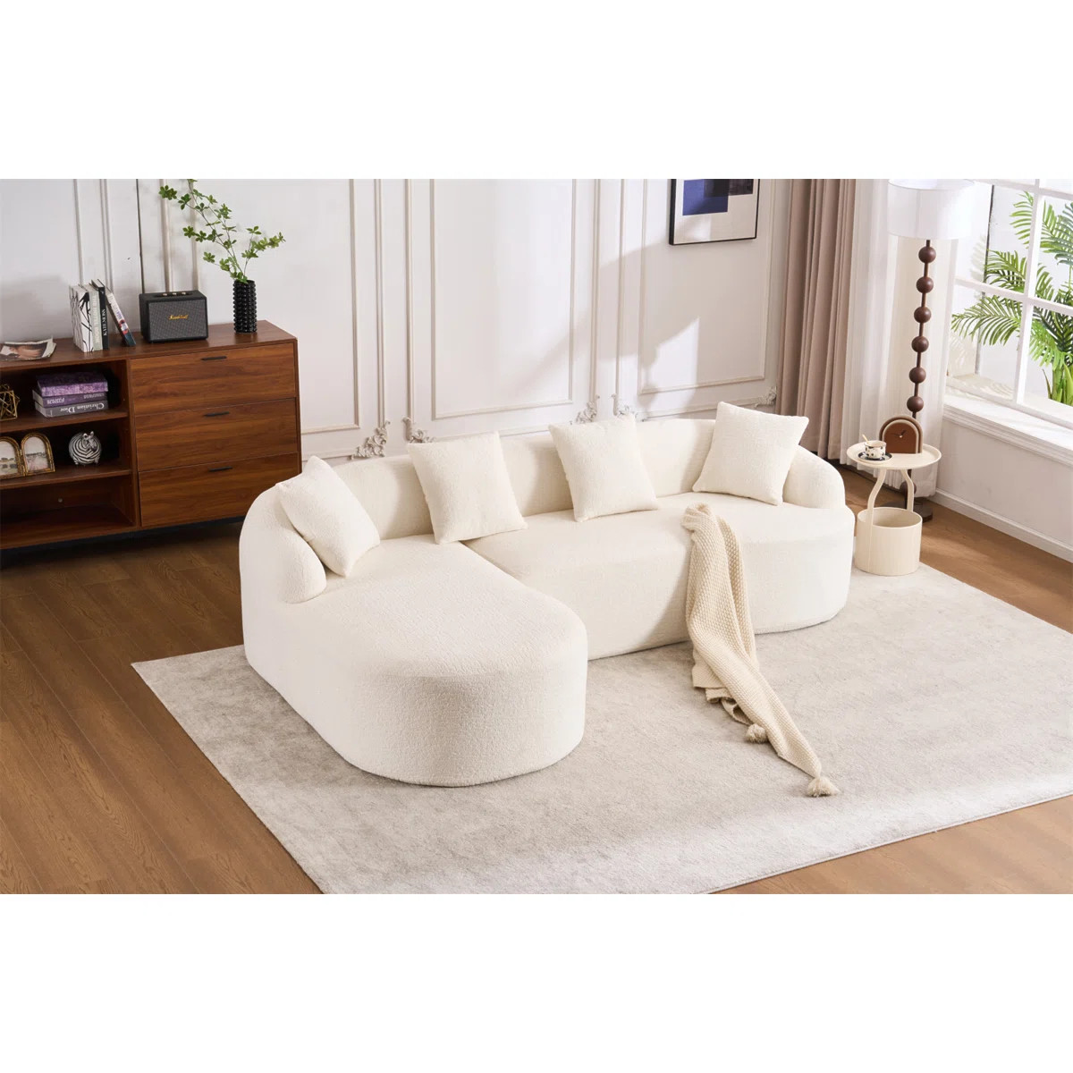 Chumenti Fabric Upholstered Curved L-Shape Sofa | Wayfair North America