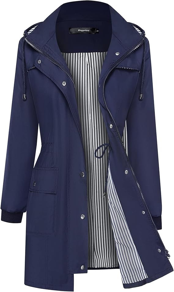 Bloggerlove Rain Jacket Women Lightweight Raincoat Waterproof Windbreaker Striped Climbing Outdoo... | Amazon (US)