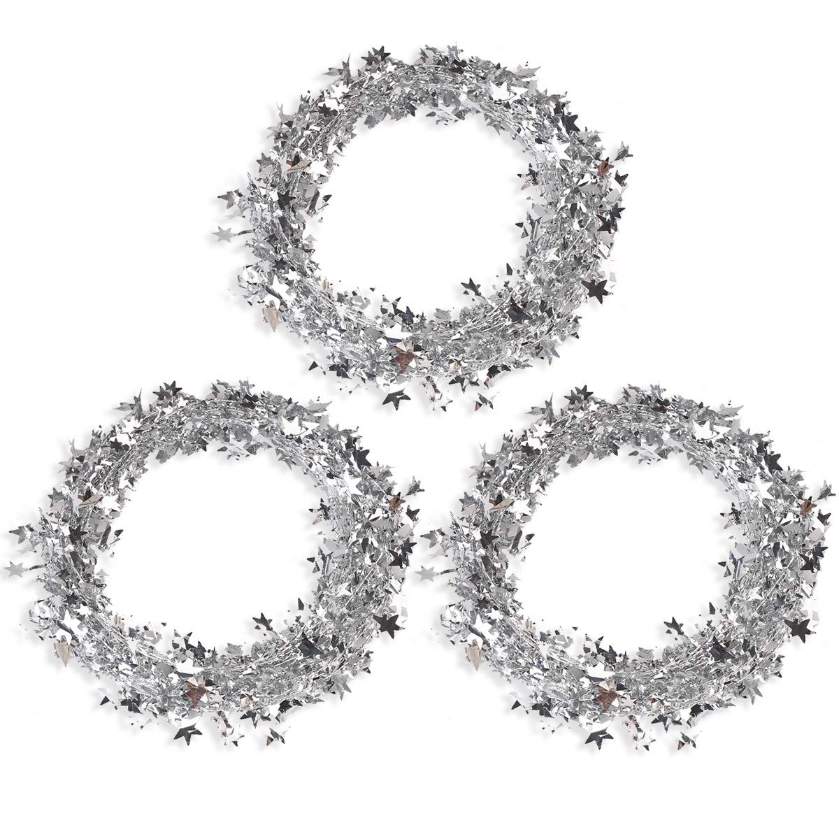 75 FT Star Tinsel Garlands with Wire, Christmas Star Wire Garland Decorations for Xmas Tree Home ... | Amazon (US)
