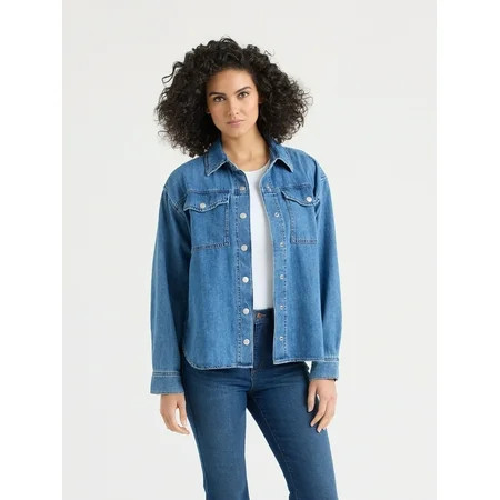 Sofia by Sofia Vergara Women s Relaxed Boyfriend Shirt with Long Sleeves Sizes XS-XXXL | Walmart (US)