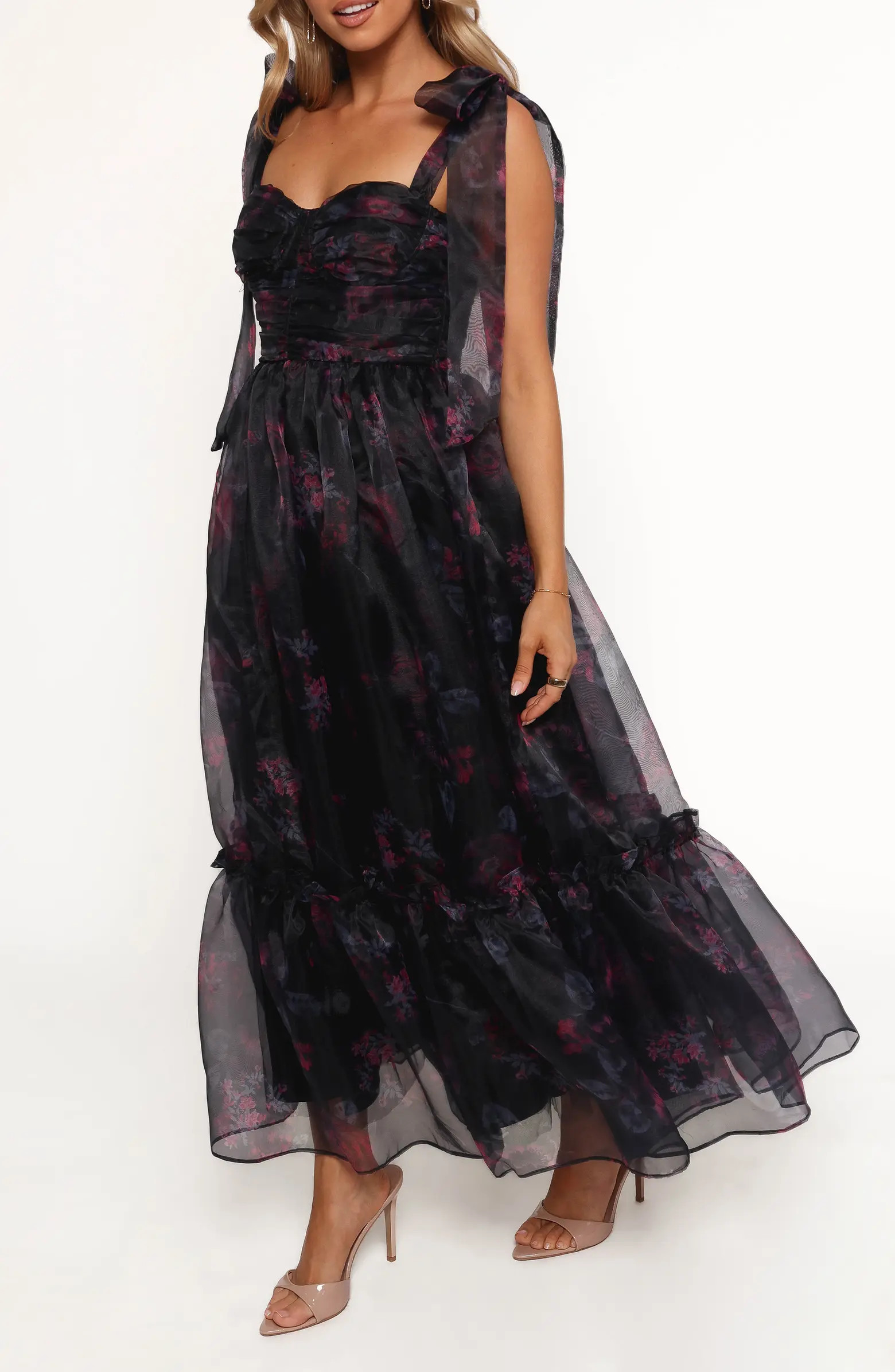 Floret Floral Underwire A-Line Midi Dress | Nordstrom