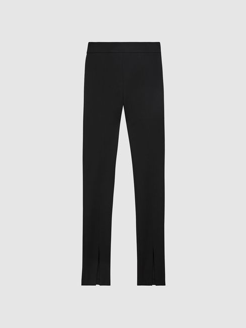 Reiss Black Jayne Regular Split Front Skinny Trousers | Reiss UK