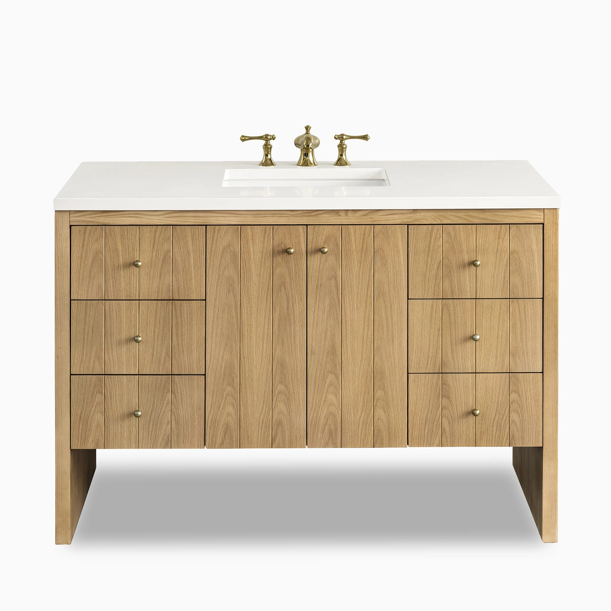 Gabriella 48" Single Vanity in Light Natural Oak with 3 cm White Zeus Quartz Top | Edward Martin