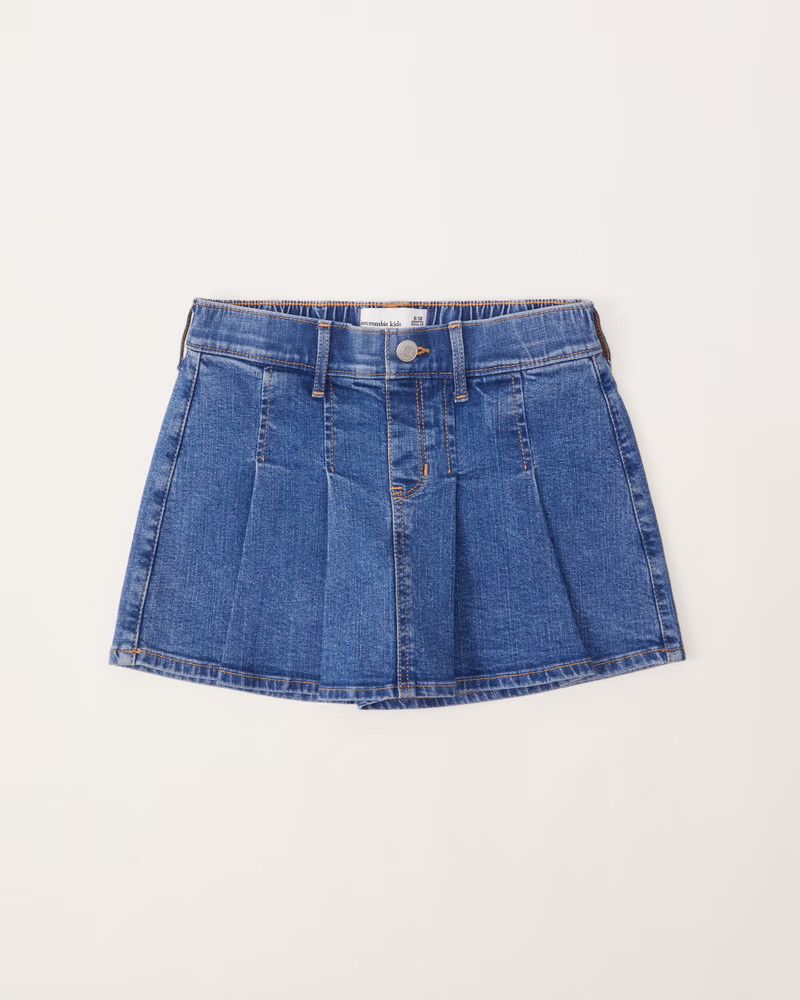 girls denim pleated skort | girls bottoms | Abercrombie.com | Abercrombie & Fitch (US)
