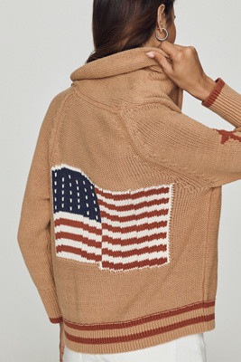 Maeve Shawl Collar American Flag Cardigan Sweater | Anthropologie (US)