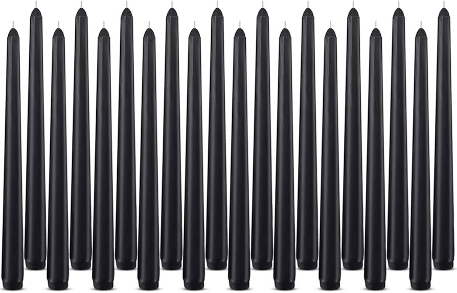 20 Pack Black Taper Candles, 7-8 Hours Burn Time, Unscented, Smokeless and Dripless, 4/5 x 10 Inc... | Amazon (US)