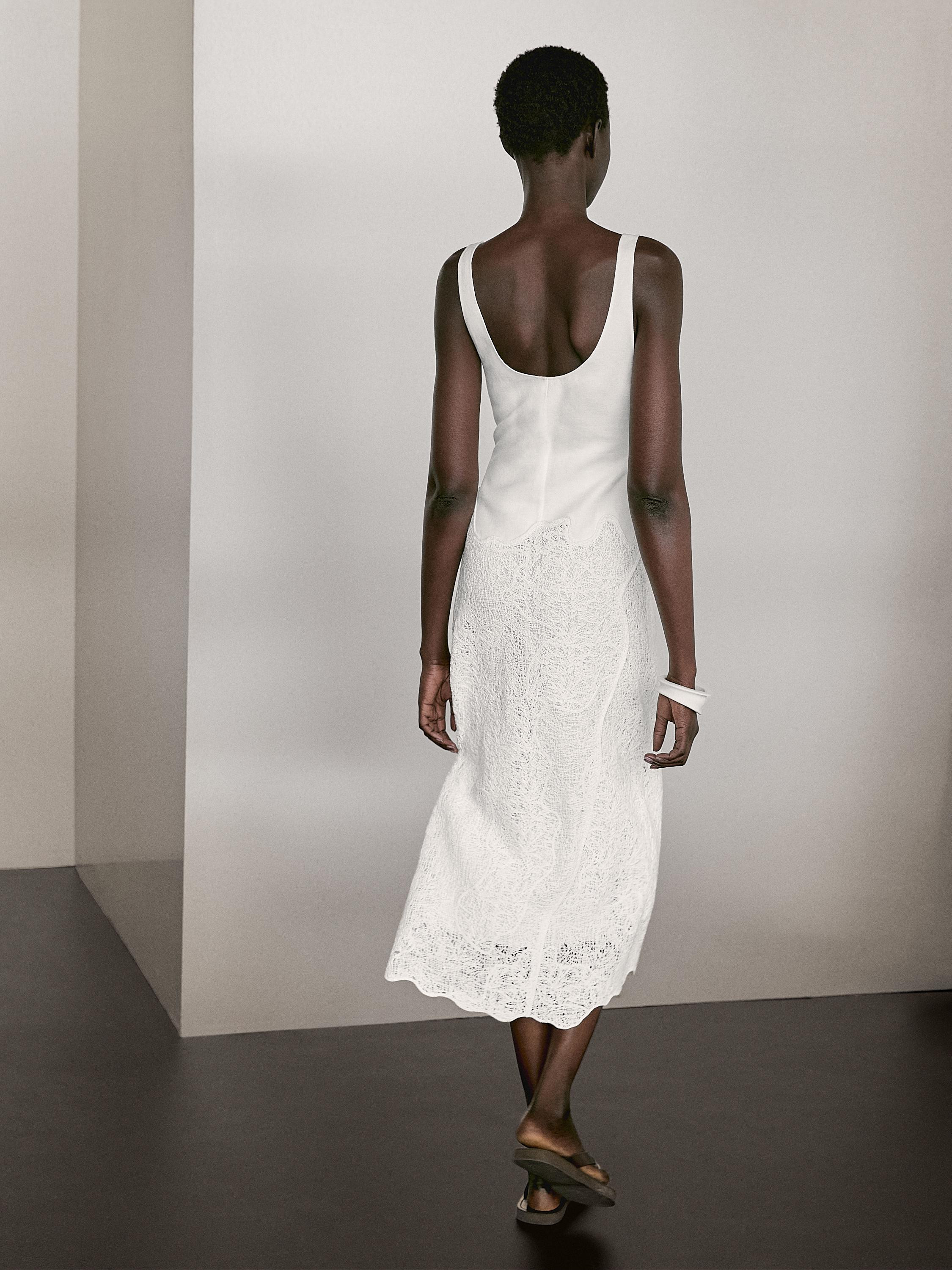 Weitschwingendes Midikleid aus Baumwollmischgewebe | Massimo Dutti DE