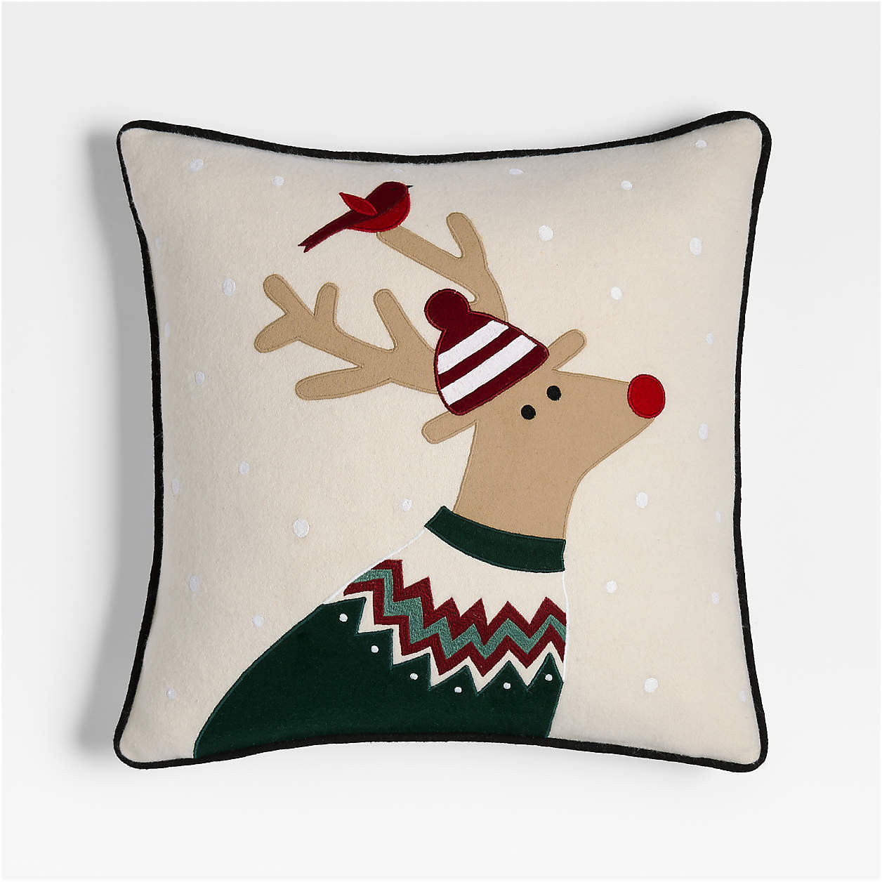 Fair Isle Reindeer 20"x20" Ivory Throw Pillow Cover by Joan Anderson + Reviews | Crate & Barrel | Crate & Barrel