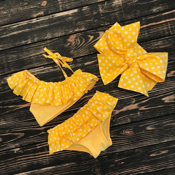 Two piece yellow polka dots bikini | Etsy (US)