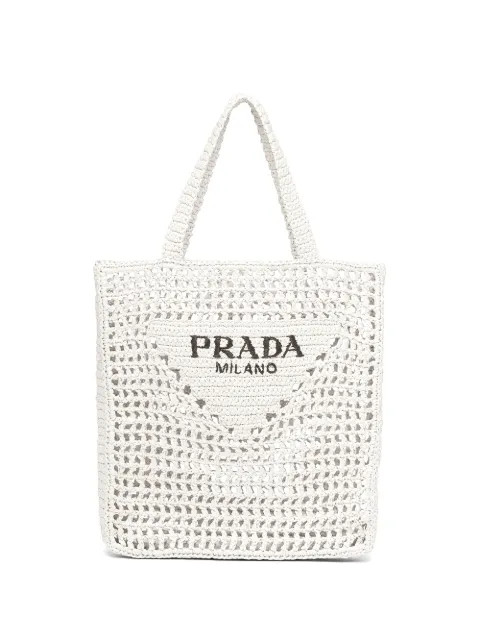 logo-print raffia tote bag | Farfetch (US)