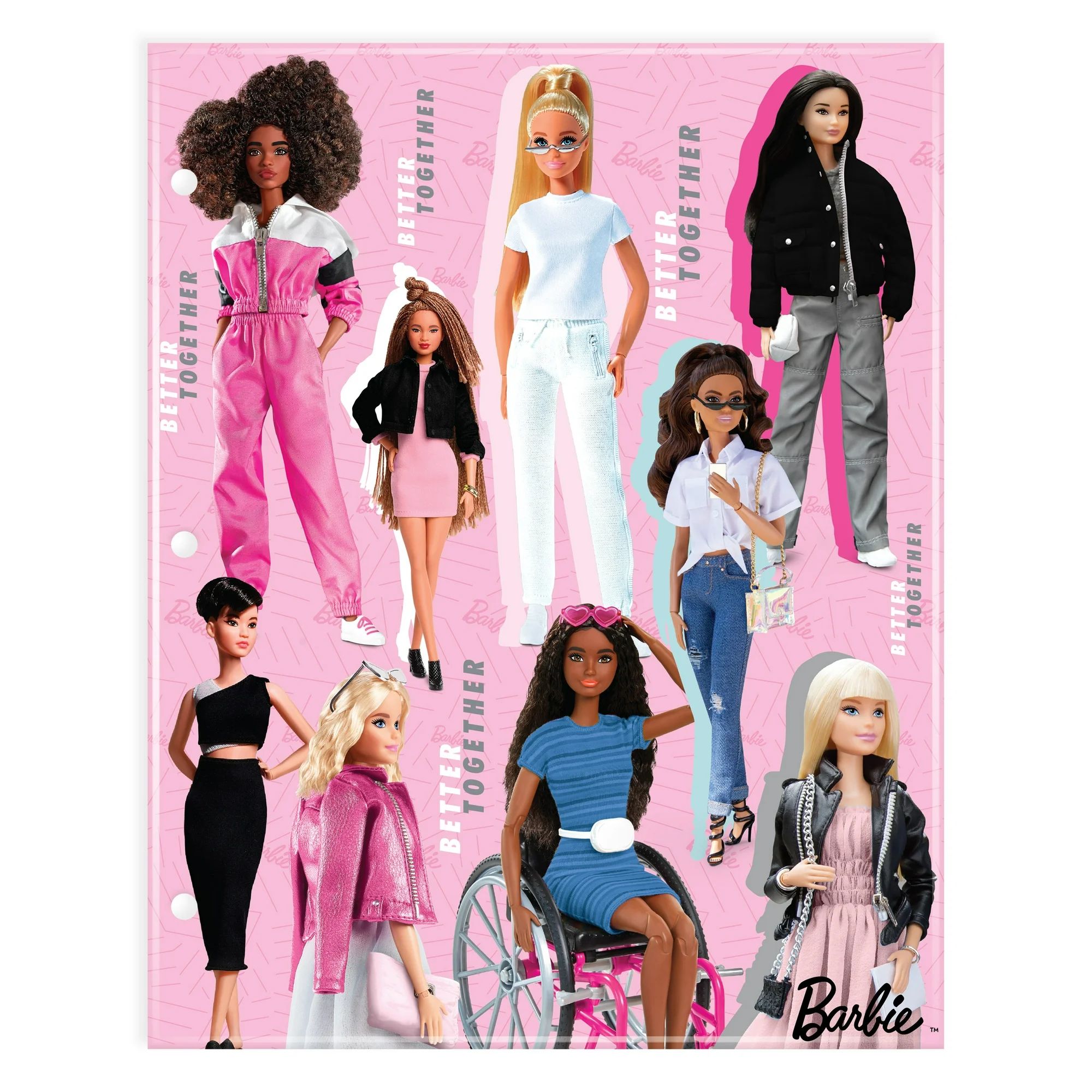 Barbie 2-Pocket Paper Folder, 3-Hole Punch, 9.25"W x 11.75"H, Multi-Color | Walmart (US)