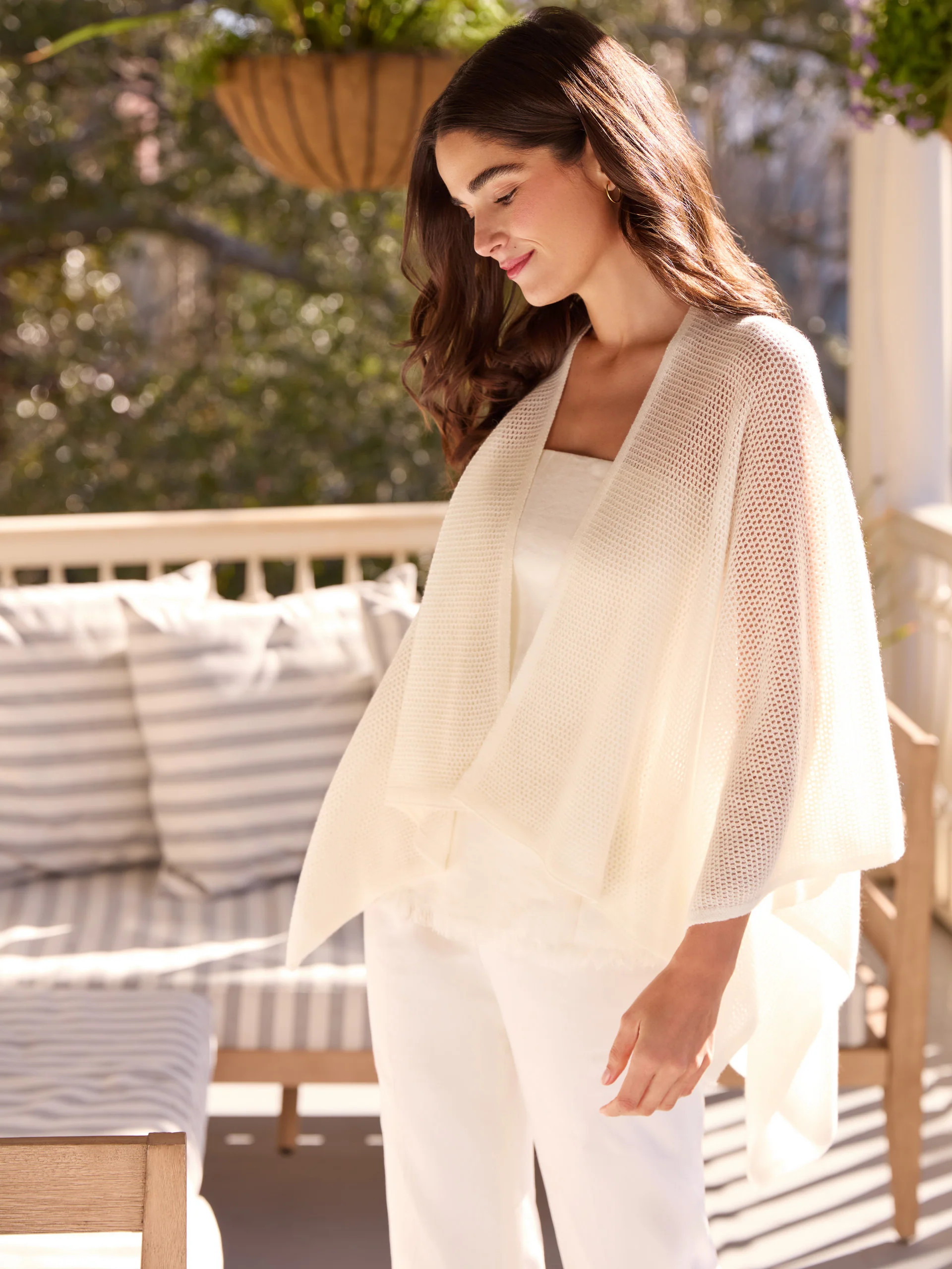 J.McLaughlin Women's Ruth Cashmere Wrap Ivory | J.McLaughlin