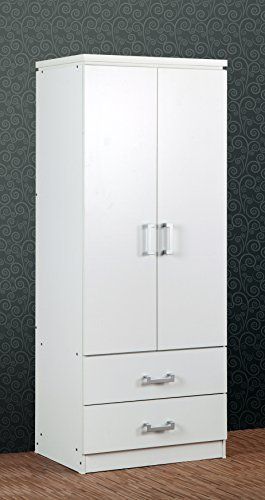 Seconique Charles 2 Door 2 Drawer Wardrobe in White | Amazon (UK)