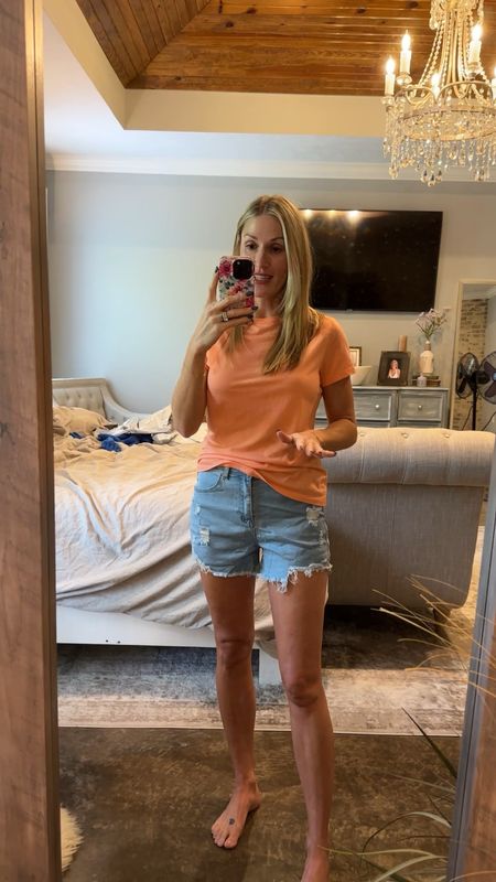 The absolute best shorts! They run tts but have a ton of stretch so if you’re between sizes you can go down one. I’m wearing a small
The tee is under $5 but this color is out of stock. 
This rug is a GREAT deal and has held up fantastic!

#LTKover40 #LTKstyletip #LTKSeasonal