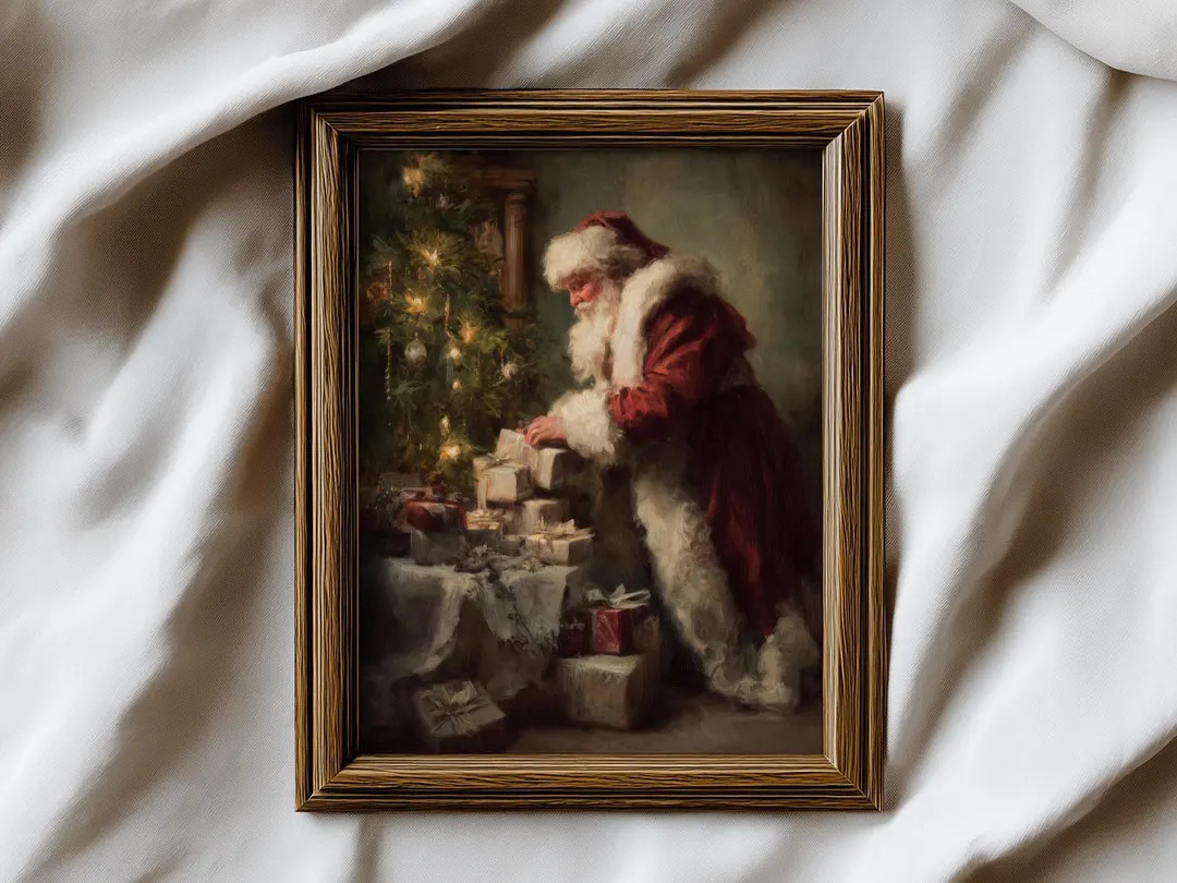 Vintage Santa Painting | Rustic Christmas Decor | Magical Holiday Art | Santa Claus Print | Insta... | Etsy (US)