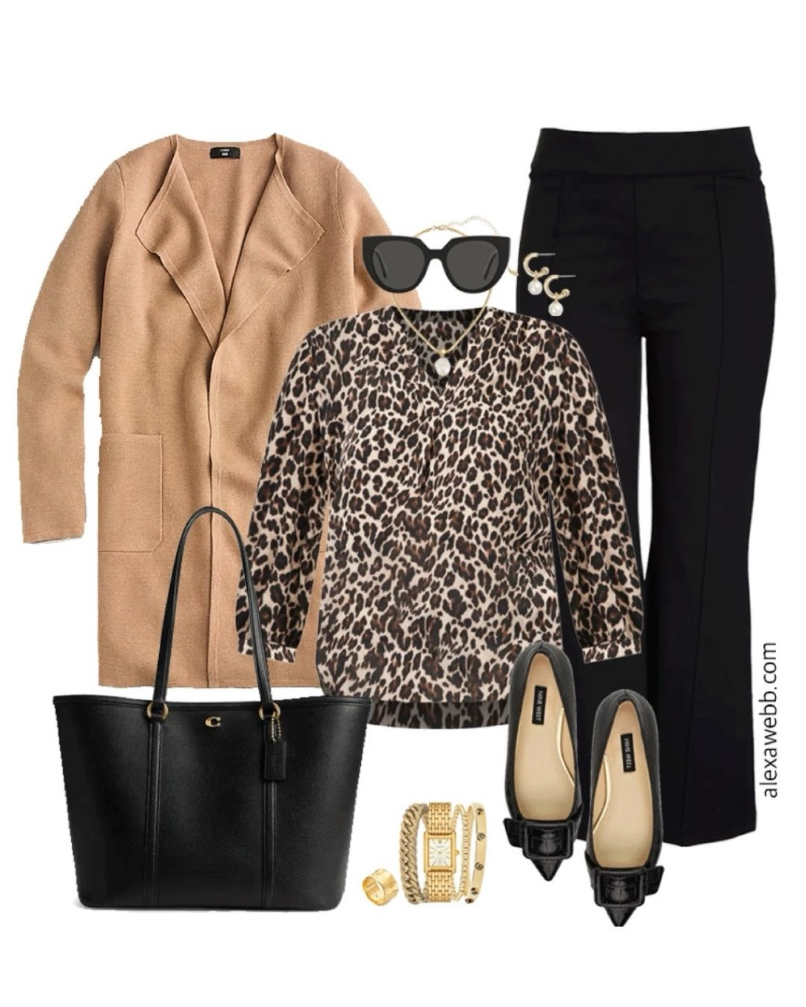 Plus size fall business casual work capsule wardrobe with cardigan blazer, leopard blouse, and black flare pants. Alexa Webb 

#LTKPlusSize #LTKWorkwear #LTKStyleTip