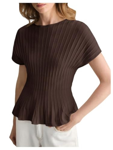 MakeMeChic Women's Dressy Peplum Tops Dolman Sleeve Summer Tops Ruffle Knit Sweater | Amazon (US)