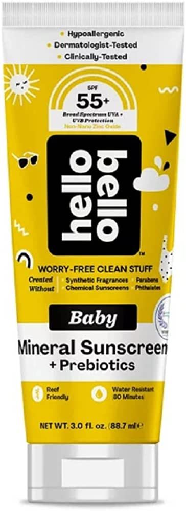 Hello Bello Mineral SPF 55+ Sunscreen Lotion with Prebiotics I Water Resistant and Reef Friendly ... | Amazon (US)