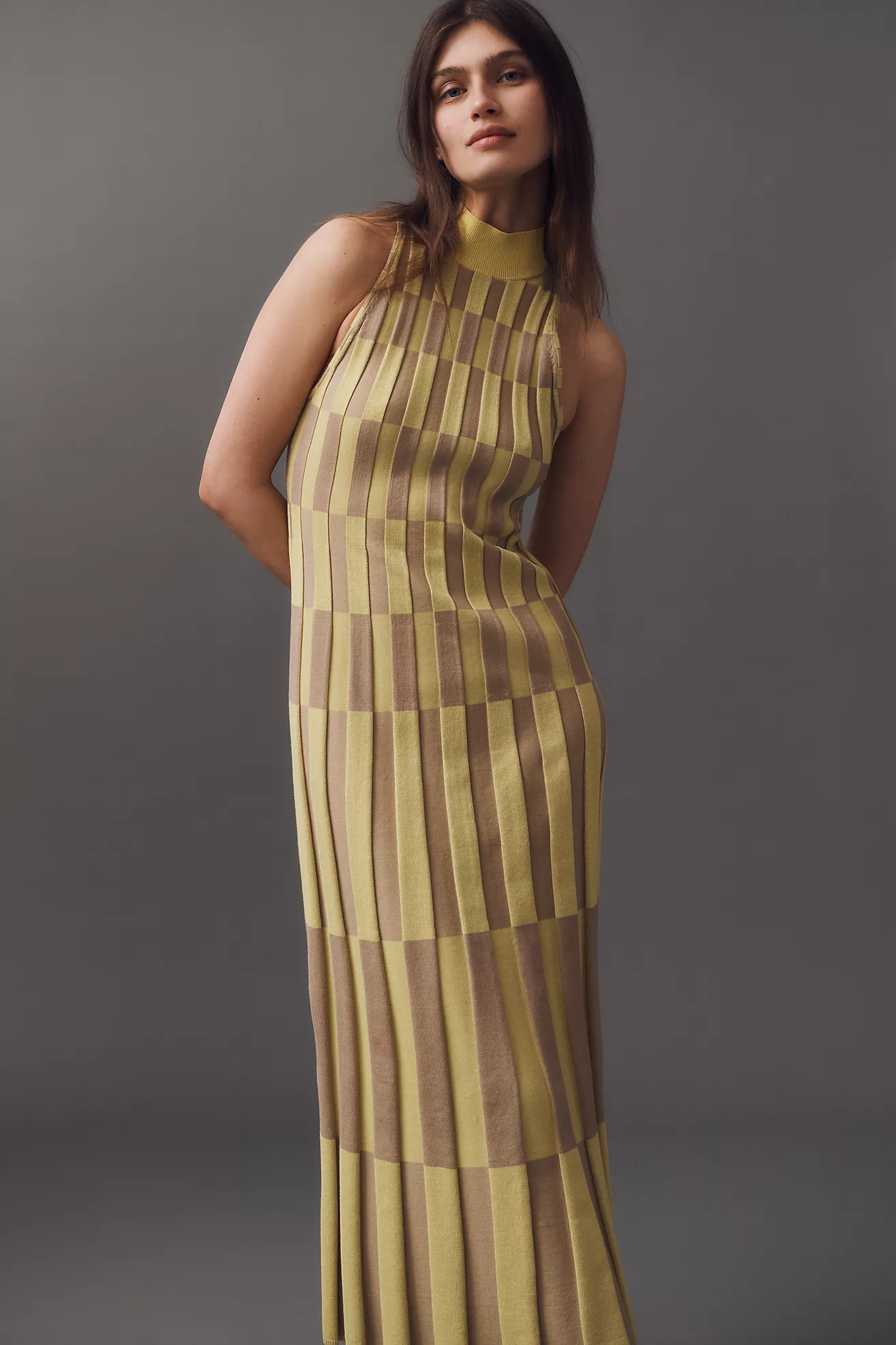 By Anthropologie Sleeveless Mock-Neck Sweater Column Midi Dress | Anthropologie (US)