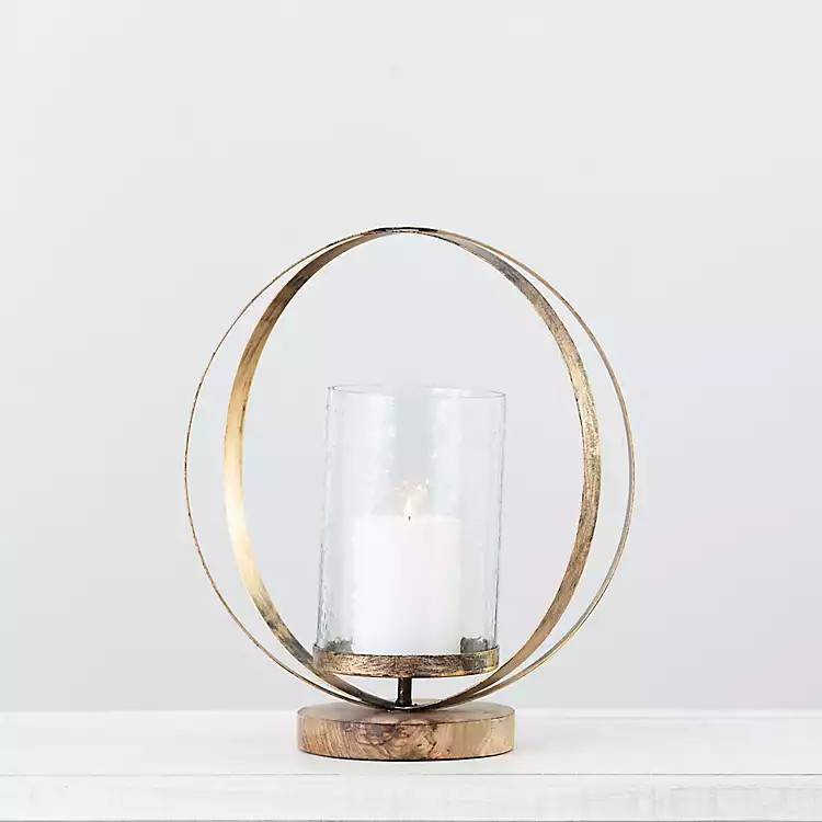 Brushed Gold Open Circle Hurricane | Kirkland's Home