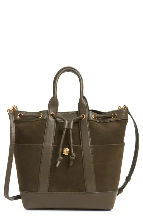 Veronica Beard Goody Bag Suede & Leather Bucket Bag in Cypress at Nordstrom | Nordstrom
