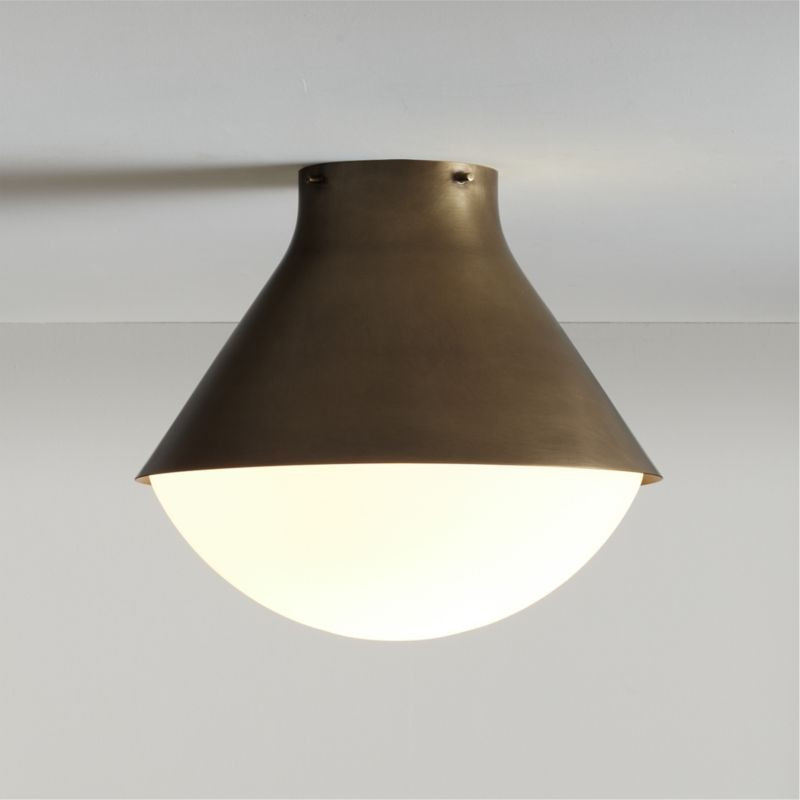 Rainier Brass Conical Flush Mount Light + Reviews | Crate & Barrel | Crate & Barrel