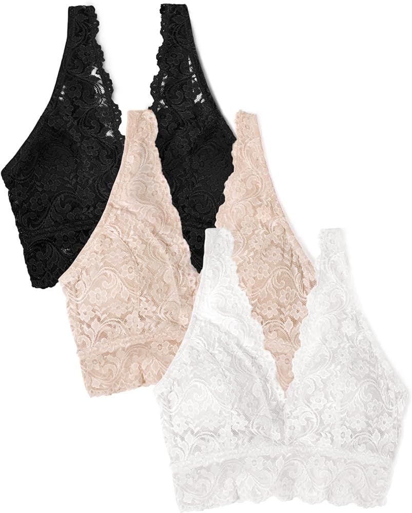 Smart & Sexy Signature Lace Deep V, Wireless Bralette for Women, available in Multi Packs | Amazon (US)