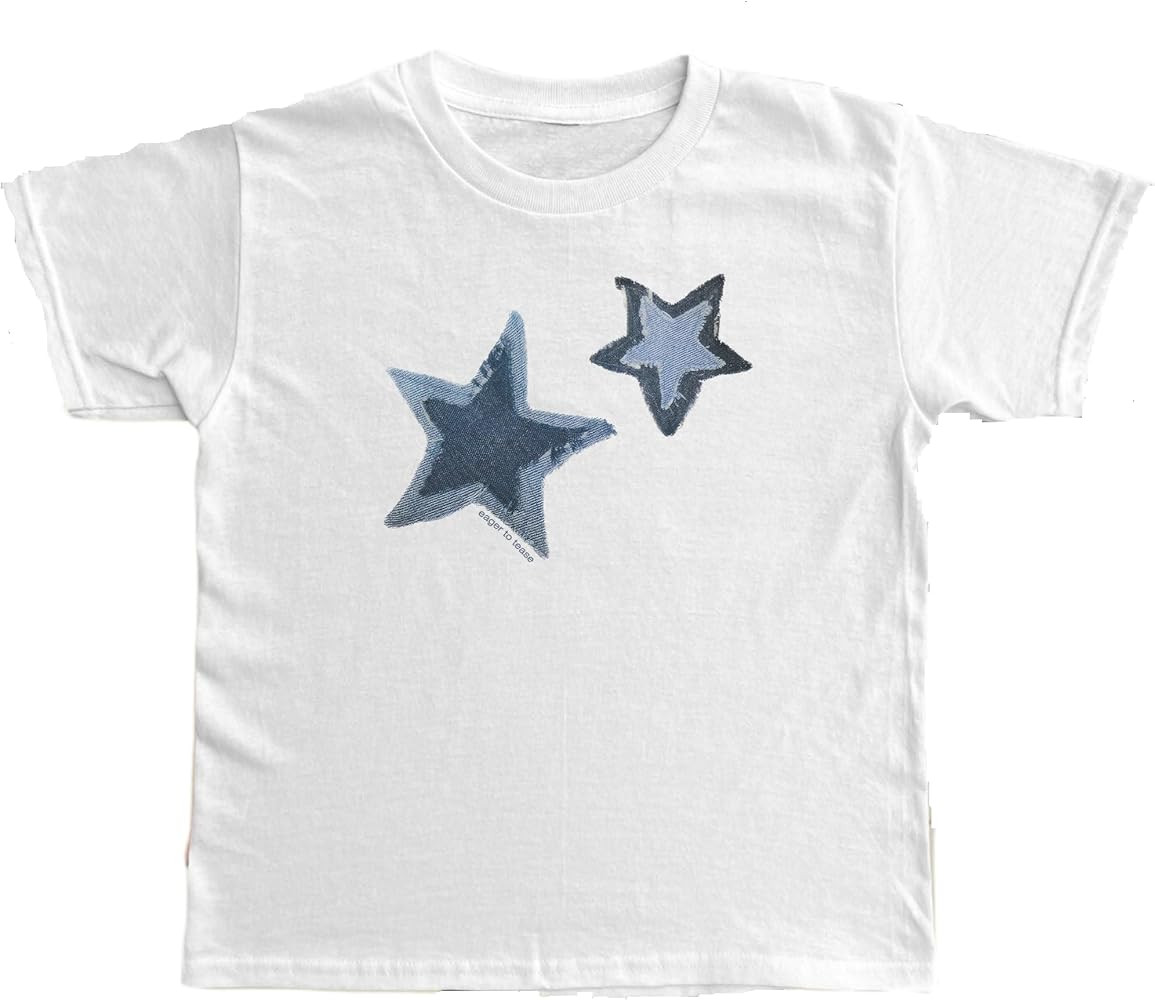 Women's Short Sleeve Y2K Baby Tees E-Girls Cute Graphic Print Crop Tops Slim Fit T Shirts Retro V... | Amazon (US)