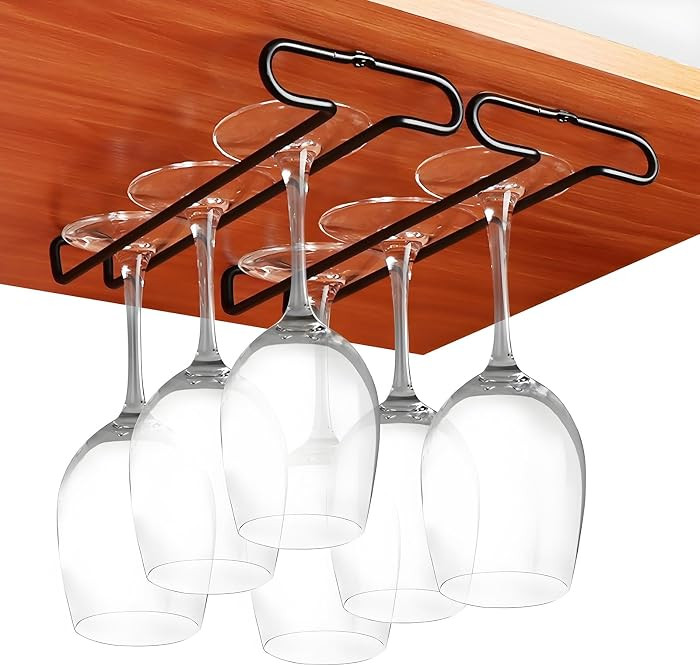 GeLive 10 Inch Under Cabinet Wine Glass Rack Stemware Holder Glass Storage Hanger Organizer for K... | Amazon (US)