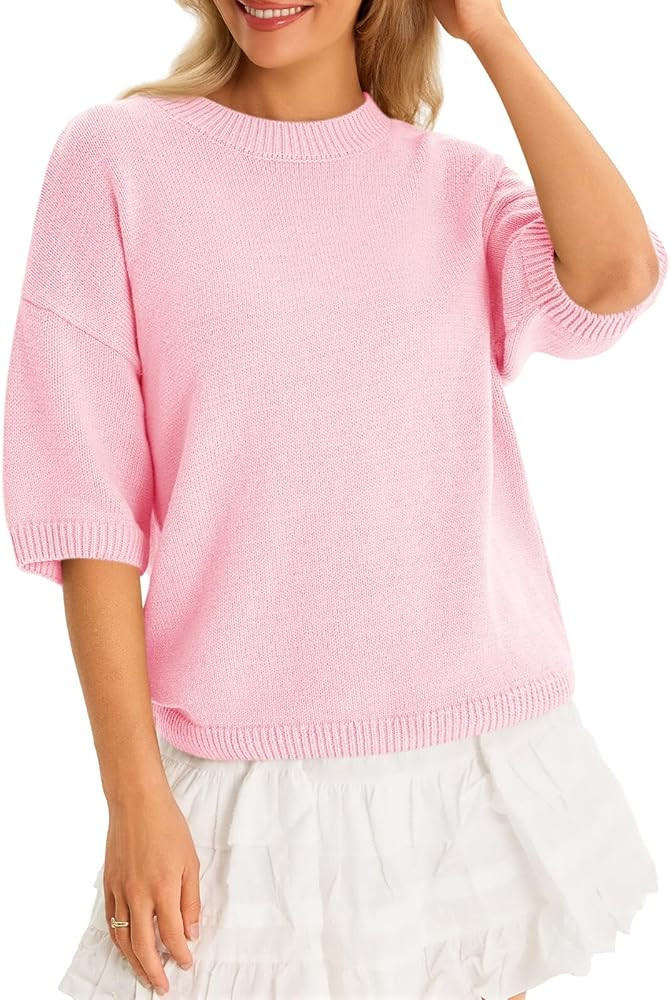 Cicy Bell Womens Short Sleeve Sweaters Oversized Crew Neck Knit Pullover Tops Summer Loose Fit Sw... | Amazon (US)