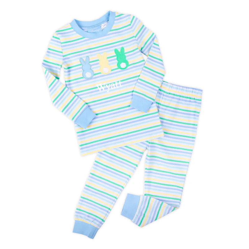 Peeps Pastel Blue Stripe Pajamas | Classic Whimsy