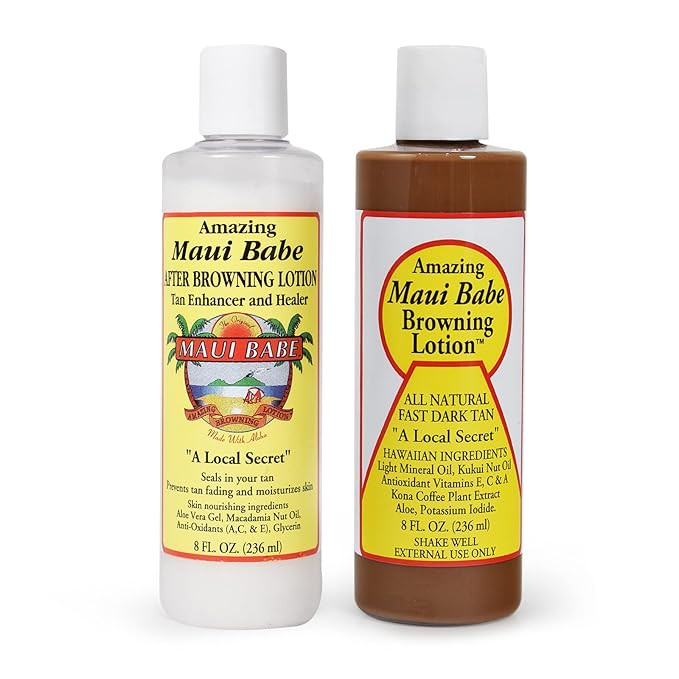 Maui Babe Before And After Browning Lotion, [2-Pack]- Before And After Sun Tan, Made In USA, 8 Ou... | Amazon (US)