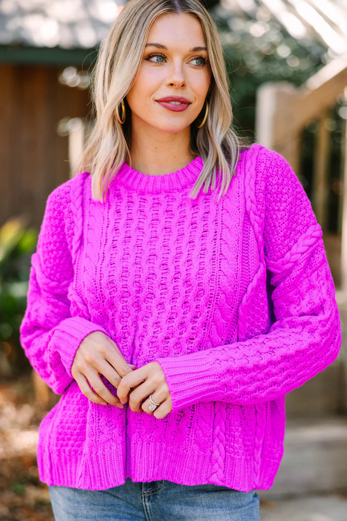 Be The Best Orchid Purple Cable Knit Sweater | The Mint Julep Boutique