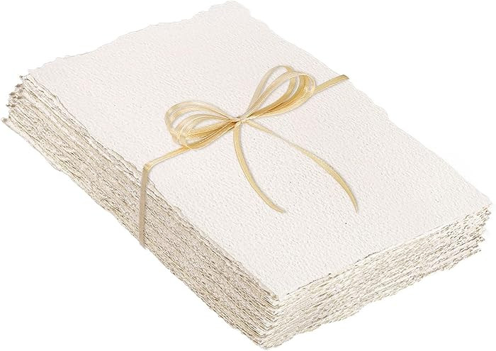 Prudiut 25 Sheets 300 GSM Deckled Edge Cotton Watercolor Paper, 2 x 3.5 Inch, White, Textured, Id... | Amazon (US)