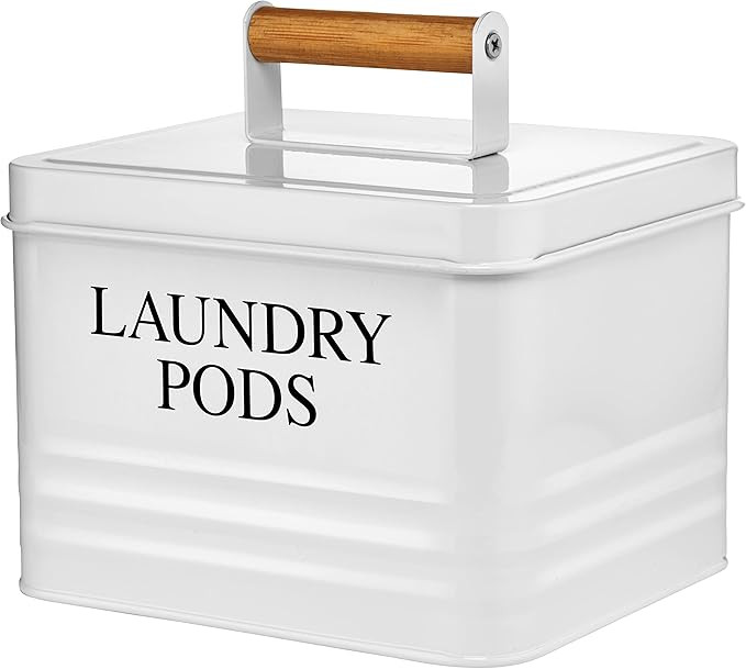 Calindiana Modern Farmhouse Metal Laundry Pods Holder Container with Lid for Laundry Room Decor a... | Amazon (US)