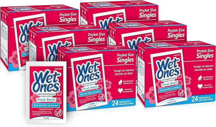 Wet Ones Antibacterial Hand Wipes, Fresh Scent | Individually Wrapped, 24 ct. (6 pack) | Amazon (US)