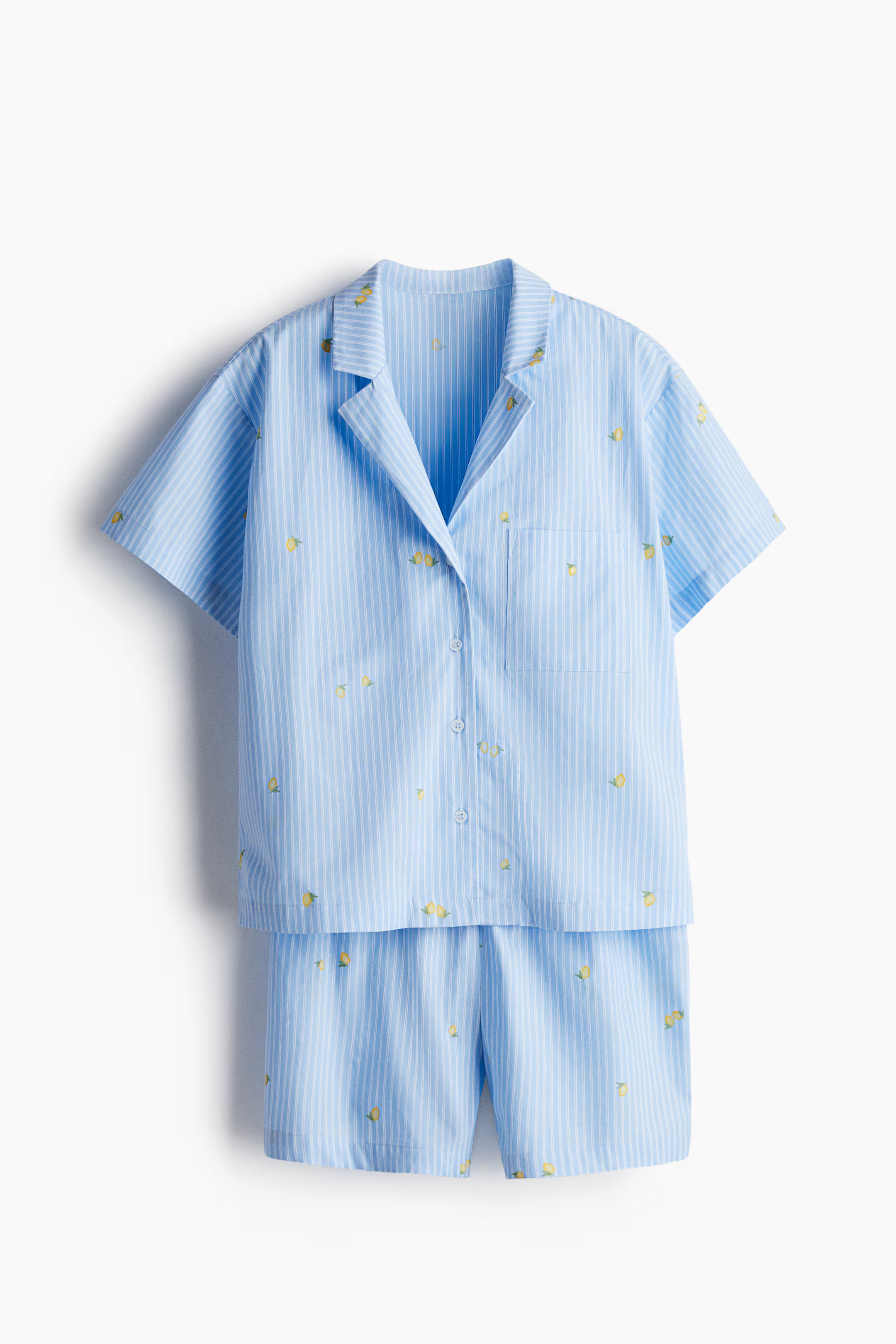 Pyjama shirt and shorts - Blue/Lemons - Ladies | H&M GB | H&M (UK, MY, IN, SG, PH, TW, HK)