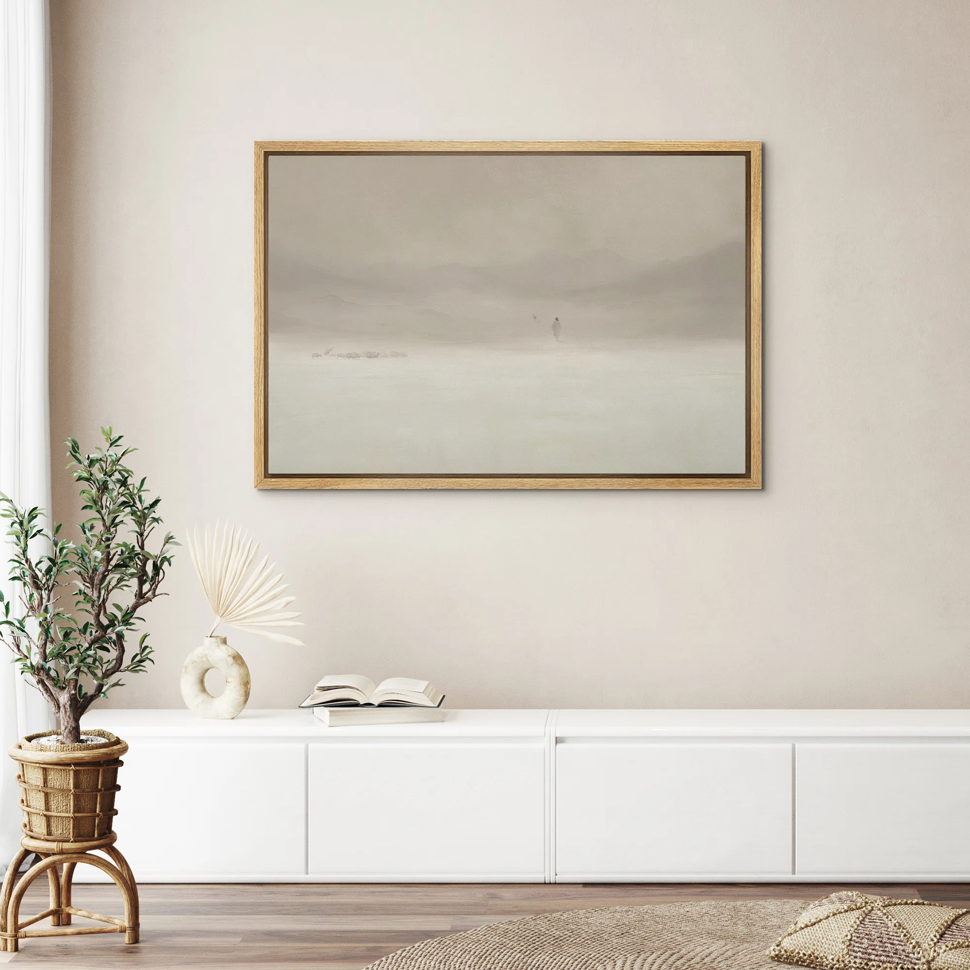 Jesus And The Lost Lamb Christian Decor Framed Bedroom Wall Decorations Canvas Print | Wayfair North America