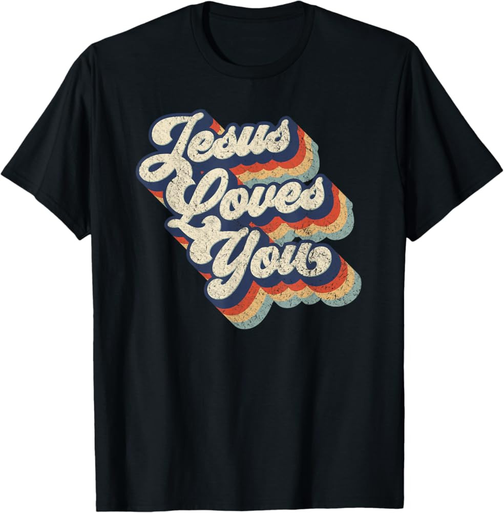 Jesus Loves You Retro Vintage Style Graphic Design Womens T-Shirt | Amazon (US)