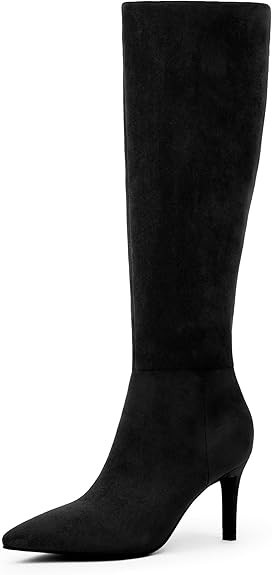 Knee High Boots Women Pointed Toe Tall Boots 3 In Stiletto High Heel Long Boots Side Zipper Dress... | Amazon (US)