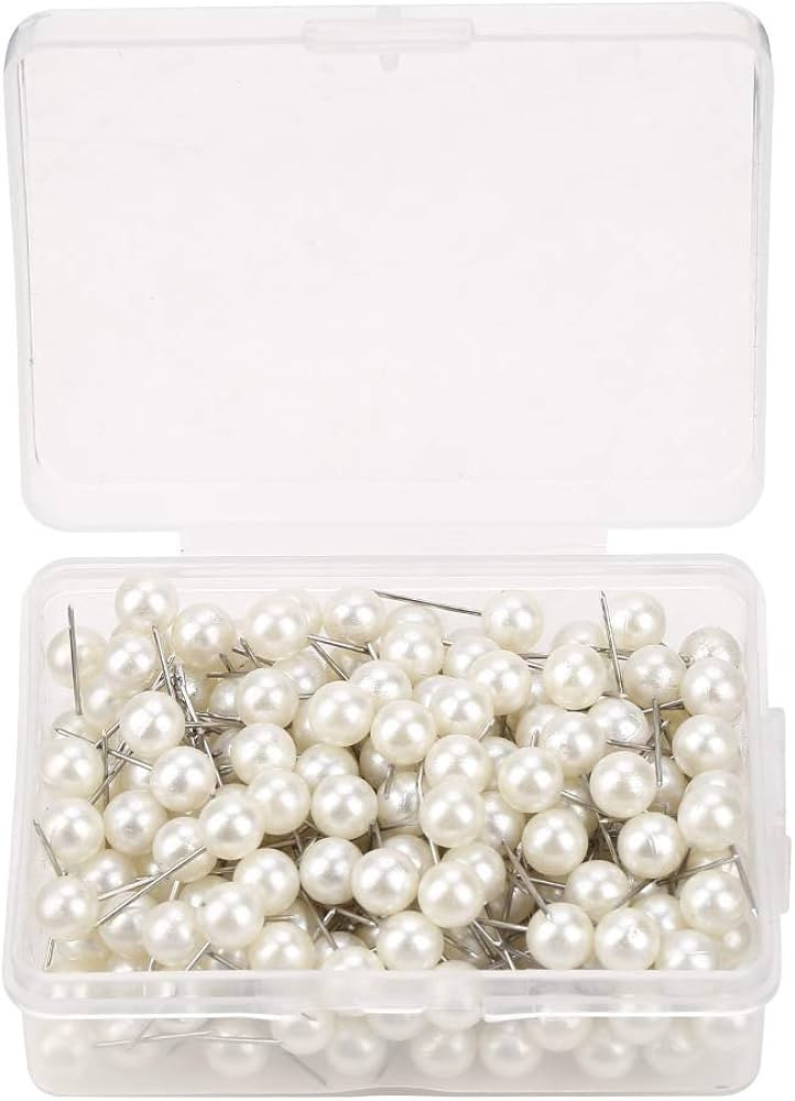 Oumefar 200PCS Pearl Push Pins, Decorative Thumb Tacks Round Short Pearl Head Pins Drawing Ball M... | Amazon (US)