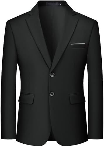 MAGE MALE Men’s Slim Fit Suit Jacket 2 Button Blazer Dress Business Wedding Party Jacket Black | Amazon (US)