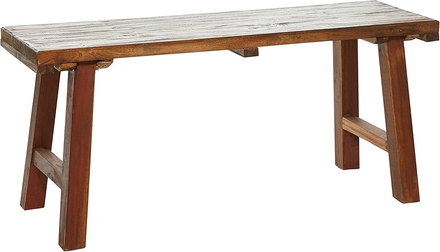 Deco 79 Wood Handmade Home Bench Natural Entryway Bench, Bedroom Bench 44" x 14" x 19", Brown | Amazon (US)