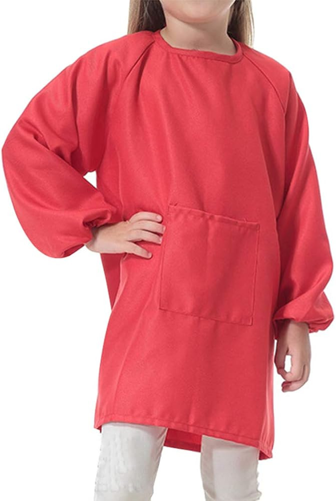 Kids Art Smock Long Sleeve with Pocket Child Chef Bib Apron for Kitchen Cooking Painting | Amazon (US)