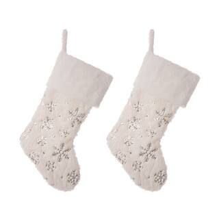 Glitzhome® 21" White Plush Snowflake Stocking, Set Of 2 | Michaels Stores