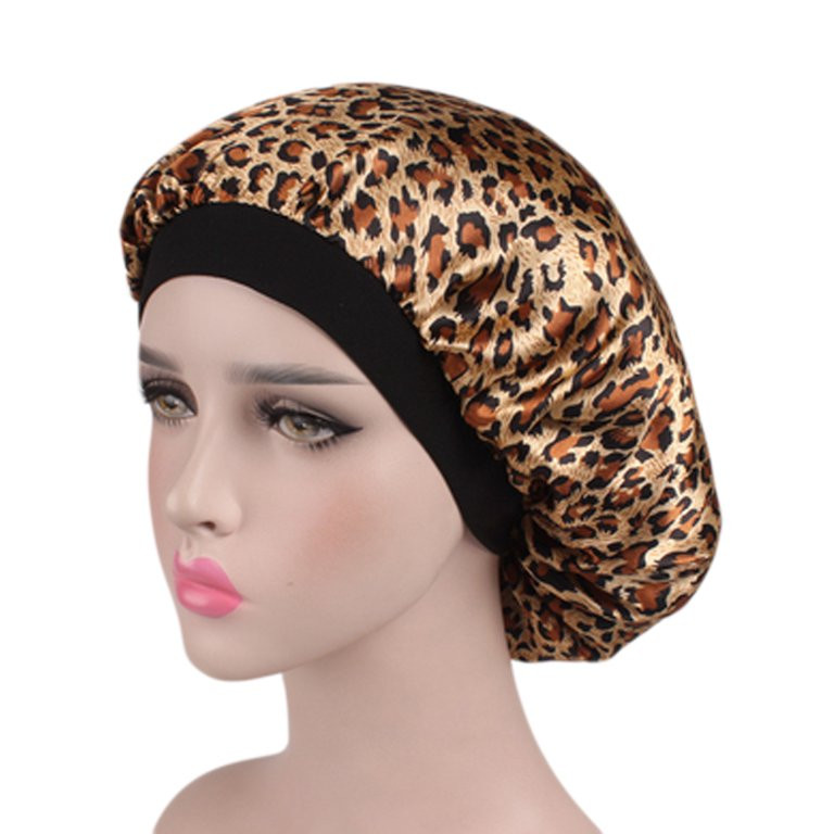 Pudcoco Silk Satin Night Sleep Cap Hair Bonnet Hat Head Cover Elastic Wide Band | Walmart (US)