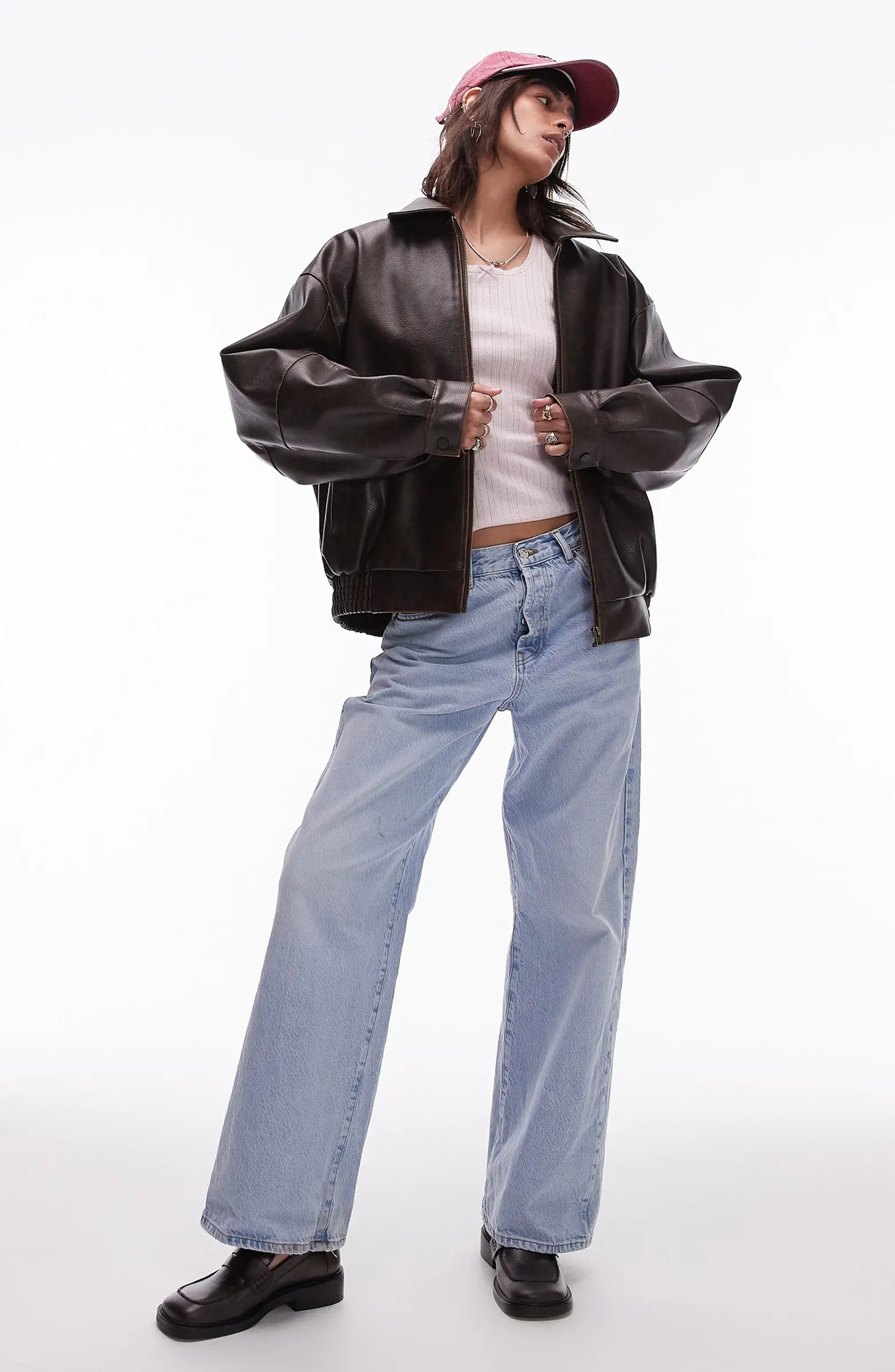 Oversize Faux Leather Bomber Jacket | Nordstrom