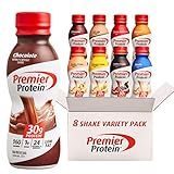 Premier Protein Shake, 8 Flavor Variety Pack, 30g Protein, 1g Sugar, 24 Vitamins & Minerals, Nutrien | Amazon (US)