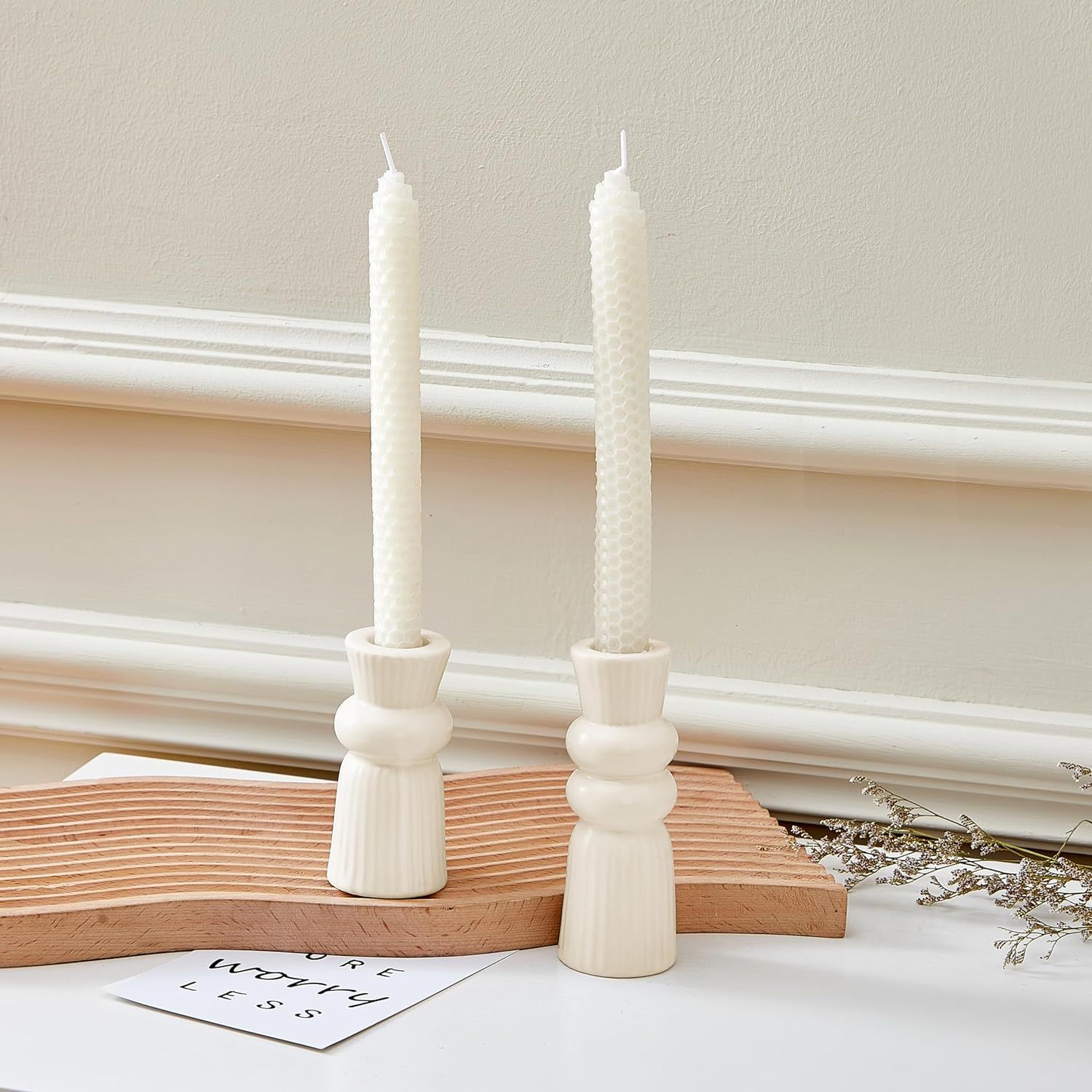 Denique Ceramic Candle Holders Set of 2, Creative Modern Knot Candlestick Holder Set, Table Cente... | Amazon (US)
