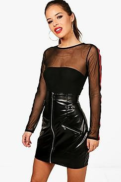 Petite Extreme High Waisted Buckle PU Skirt | Boohoo.com (US & CA)